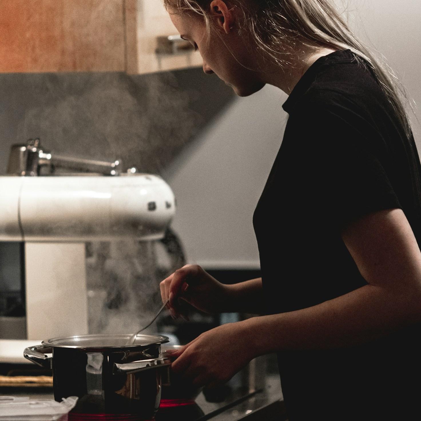 Home cook preparing ingredients in the kitchen